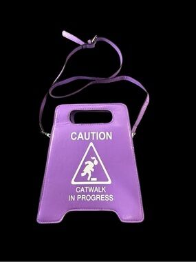Purple 'Caution Catwalk In Progress' Crossbody Bag